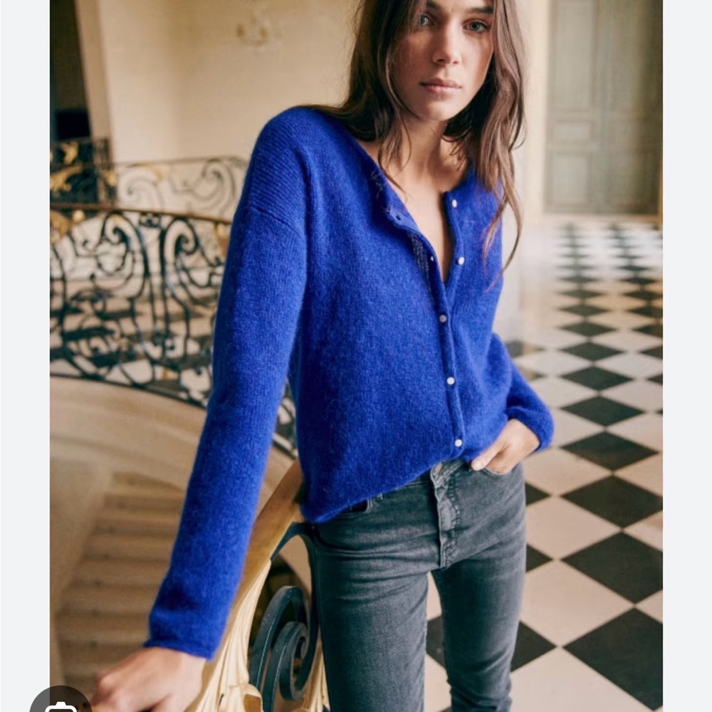 Electric blue sézane Gaspard cardigan